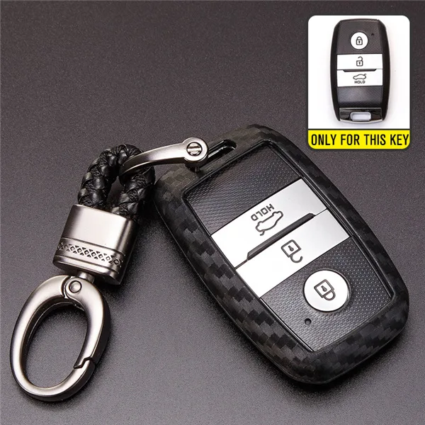 Keyring Key Cover Модель углеродного волокна автомобиль ключ чехол для Kia Rio 3 4 Патриот K2 Cerato K3 Sportage Ceed Picanto кольцо для ключей Fob аксессуары - Название цвета: Keyring Key Cover
