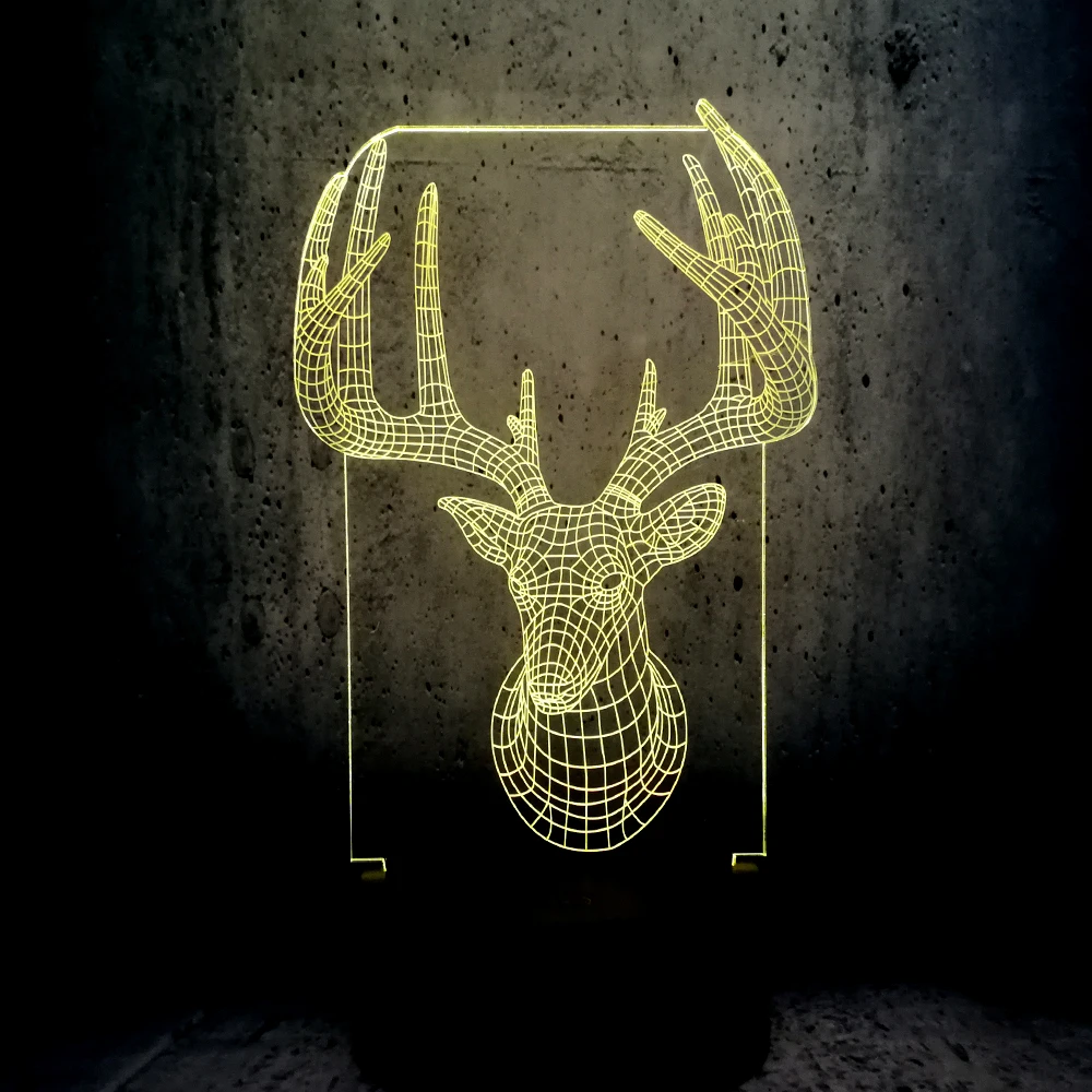 Горячая продажа ретро животное олень Олень Wapiti 3D LED USB лампа 7 видов цветов