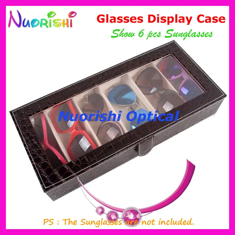 Футляр для очков 6 шт. футляр коричневый кожаный дисплей|eyeglasses glasses|sample casesglasses brown |