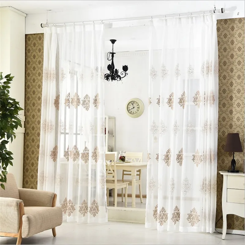 Style 2 Современное искусство, необычная белая вуаль, тюль, подзор, украшение для гостиной, спальни, балкона, занавеска, цветочный Европейский узор, HM087* 15 - Цвет: Style 2