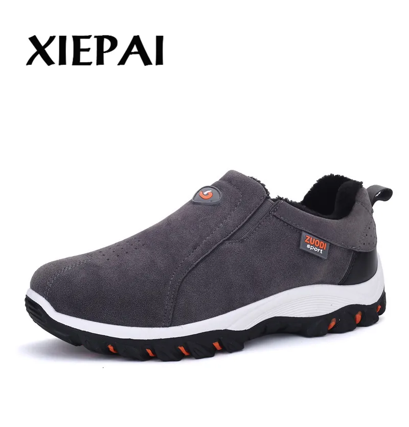 2019 Autumn Winter Shoes Men Suede Leather Sneakers Big Size 39-47 Warm Plush Lining Man Slip On Casual | Обувь