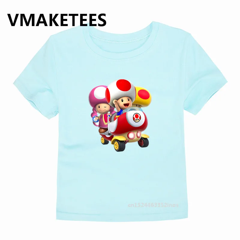 Футболка для мальчиков и девочек с принтом Супер Марио Капитан Toad детские летние