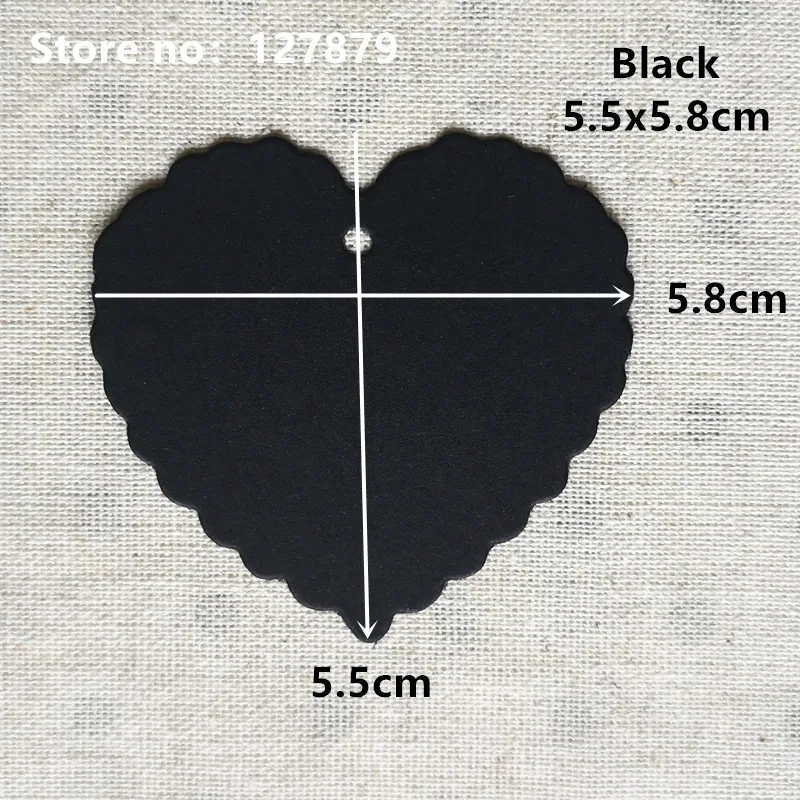 Black 5.5x5.8cm 100 шт 2 размера ценник в форме сердца этикетки для одежды DIY ручной работы из крафт-бумаги открытки свадебные сувенирные бирки DIY бирки Вечерние - Цвет: Black 5.5x5.8cm