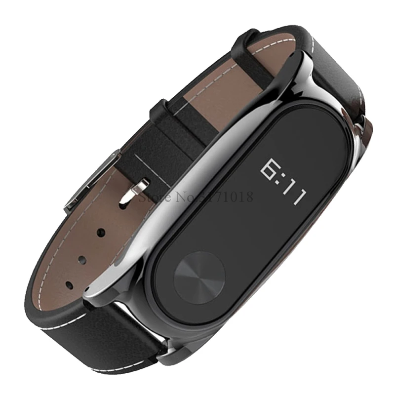 Кожаный ремешок TROLLOVE для смарт часов Xiaomi Mi Band 2 браслет mi band Miband металлический