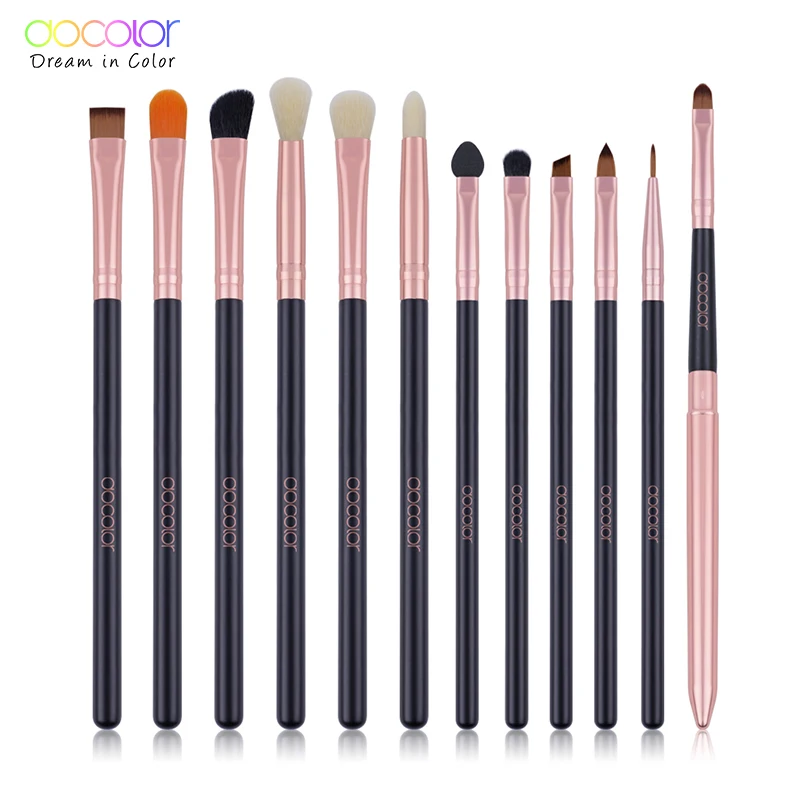 Docolor 12 шт. тени для век набор кистей макияжа Pro розовое золото смешивание