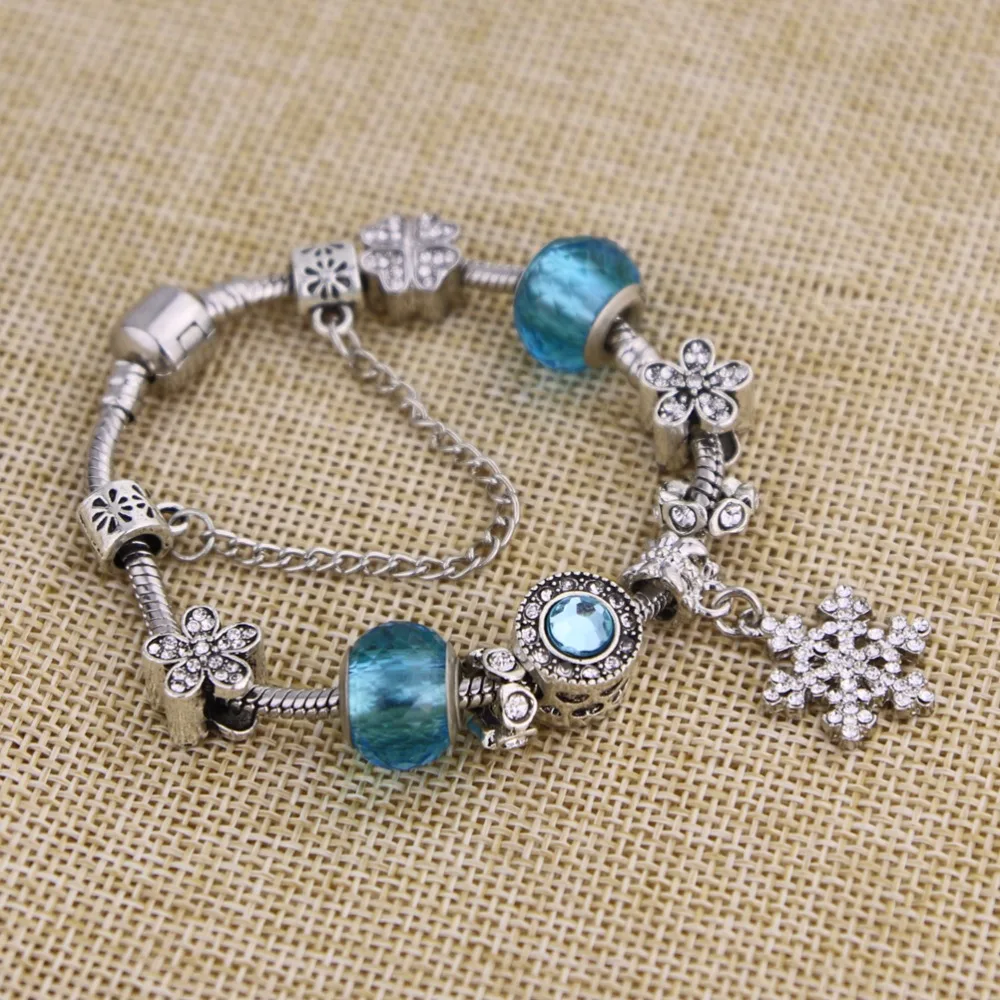 Endless Charms Bracelet &amp Bangle with two glass bead and unique zircon pendant for women Handmade wedding jewelry KM101 | Украшения и