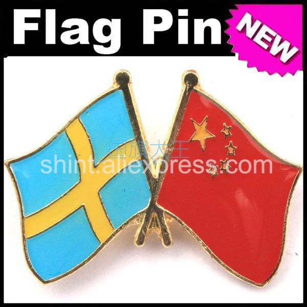 

China and Sweden Crossed Friendship Flag Lapel Pin