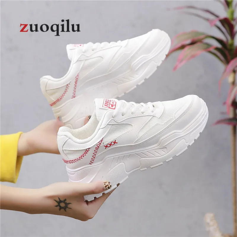 Женская Повседневная обувь модель 2019 года белая дышащая повседневная на