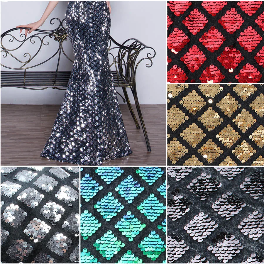 1 ярд алмазная ромбовидная блестящая вышитая ткань бриллиантовая для