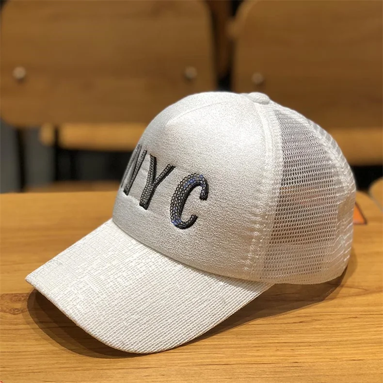 Дизайнерская блестящая NYC Кепка s для женщин и мужчин, сетчатая теннисная летняя кепка-бейсболка, модная дышащая Регулируемая Повседневная Солнцезащитная шляпа для девочек