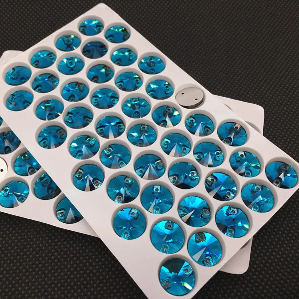 blue zircon 14 мм 3200 со стразами "риволи" Цвета Стекло шить на стразами Швейные кристаллами стразами прекрасно подойдет к вечернему платью; одежда ручной работы искусства - Цвет: blue zircon