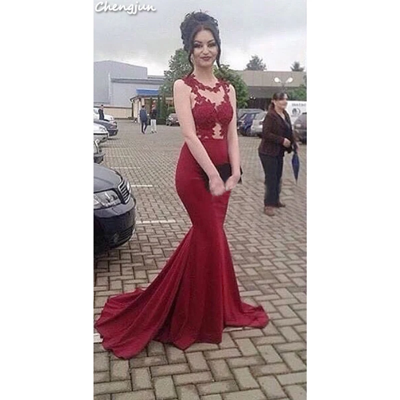 Вечернее платье русалки Chengjun с красной аппликацией Покупки онлайн | Свадьбы и