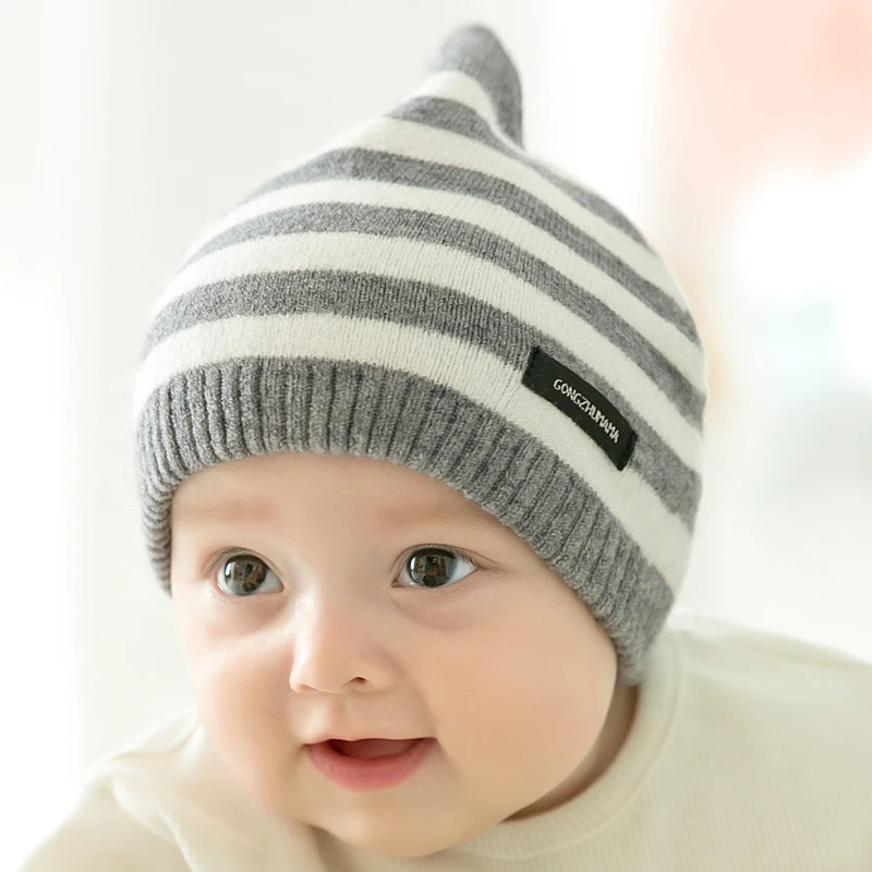 CieiK Newborn Photography Props Soft Baby Hat Warm Children Winter Cap Boys Girls beanie Infant Striped Muts Accessories | Детская