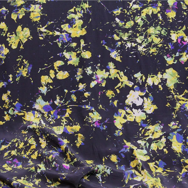 Черный фон с абстрактным рисунком Шелковый крепдешин 19 момме SCDC769|Ткань| |