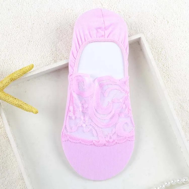 SW-42pink 3 пары тонких хлопковых женских носков универсальные кружевные короткие кружевные носки дышащие впитывающие пот Нескользящие сетчатые носки - Цвет: SW-42pink