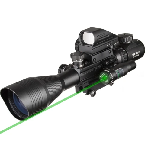 Охотничий Airsofts Riflescope 4-12X50 EG 3 в 1 Тактический Воздушный пистолет Красный Зеленый точечный лазерный прицел голографическая Оптика прицел - Цвет: Green Laser 3 in 1