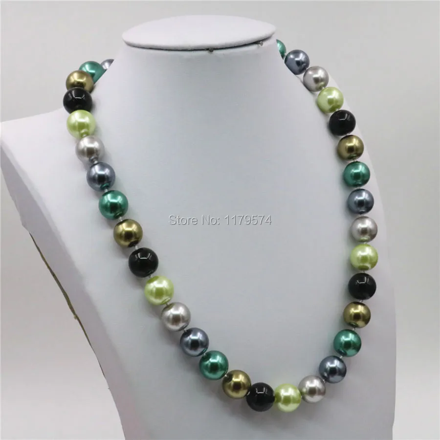 12 мм натуральные разноцветные ракушки Круглые бусины ожерелье цепочка браслет