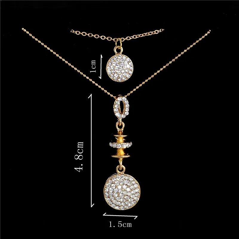 Hesiod Gold Color Round Pendant Necklace Multi-layer Chain Earrings Sets Wedding Bridal Party Jewelry | Украшения и аксессуары