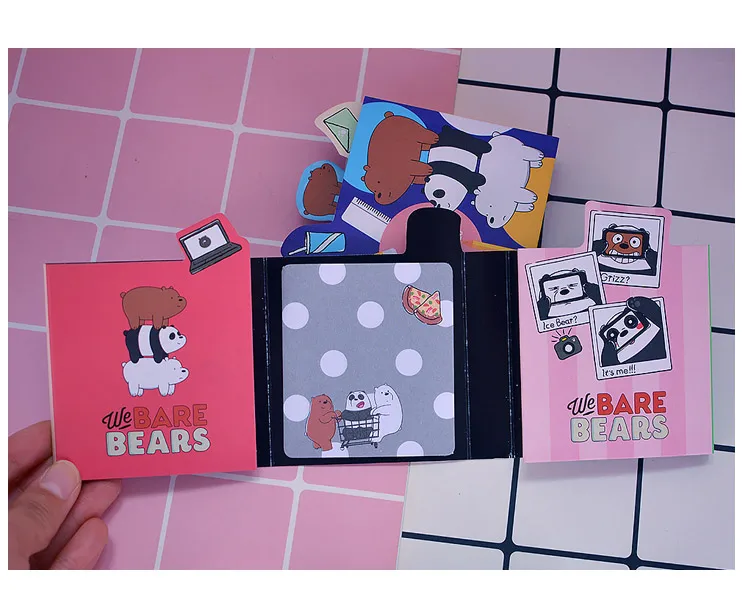 Милые голые медведи 6 складных блокнотов Липкие заметки Kawaii Канцтовары планировщик блокнот бумажные закладки для школьных учебников офисные принадлежности
