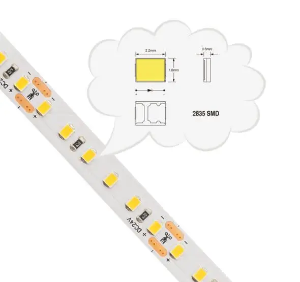 Гибкая светодиодная лента SMD2835 CRI 90 DC12/24V 60 светодиодов/м Высокоэффективная
