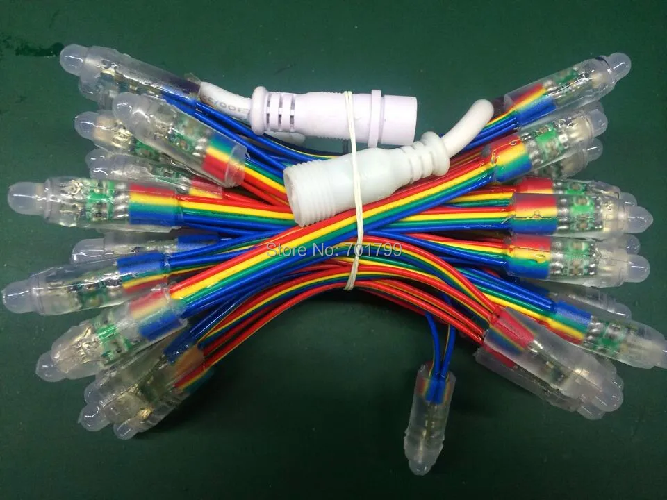 IP68 DC12V вход 12 мм сквозное отверстие светодиодный узел сброса RGB 100 шт. в нитку с 13 5 4
