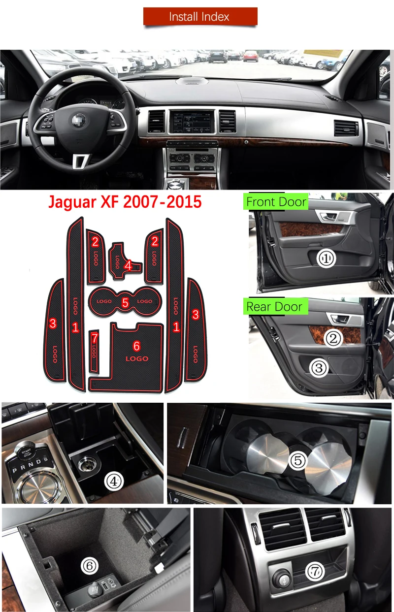 Противоскользящие слот ворота коврик резиновая подложка для Jaguar XF x250 2007 2008 2009 2010
