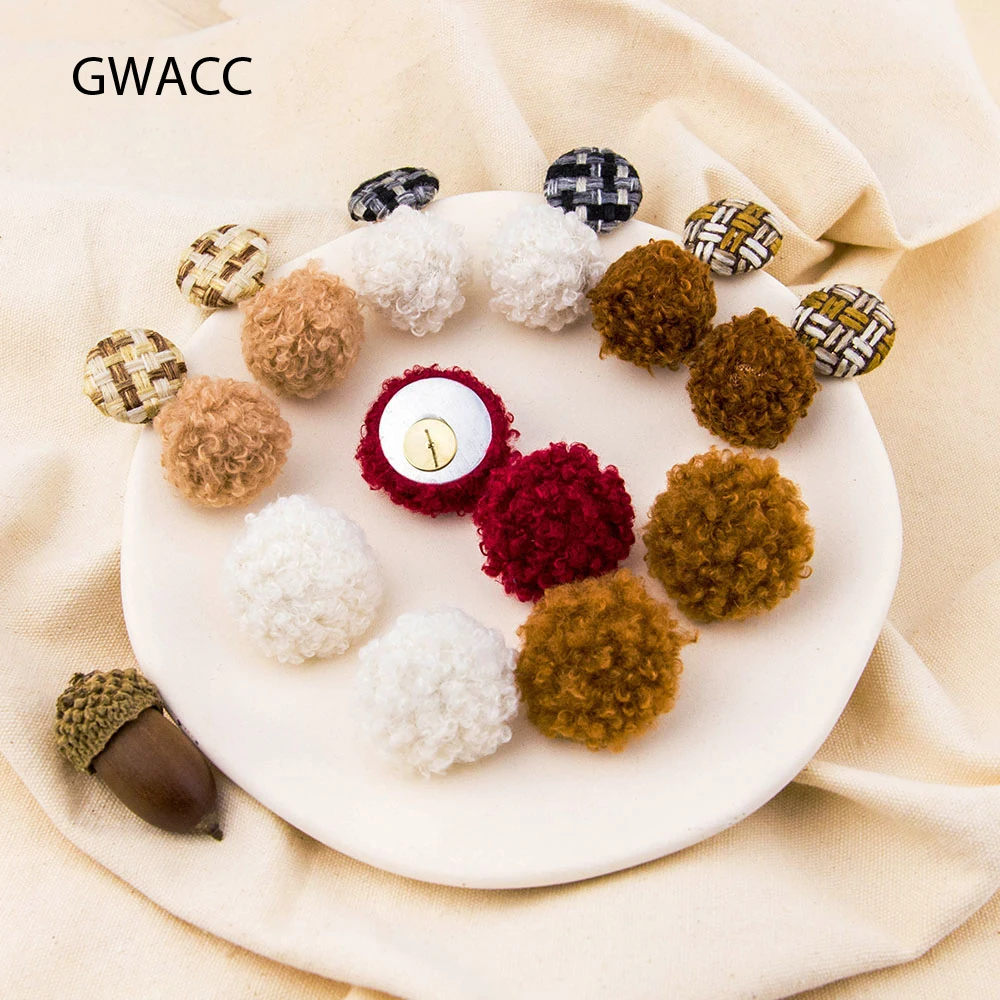 GWACC модные корейские дизайнерские мягкие пушистые серьги гвоздики для женщин