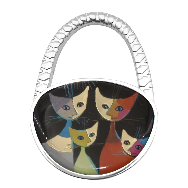 Мультяшная кошка шаблон металлическая складная сумочка кошелек плечо Tote крючок для стола - Цвет: D