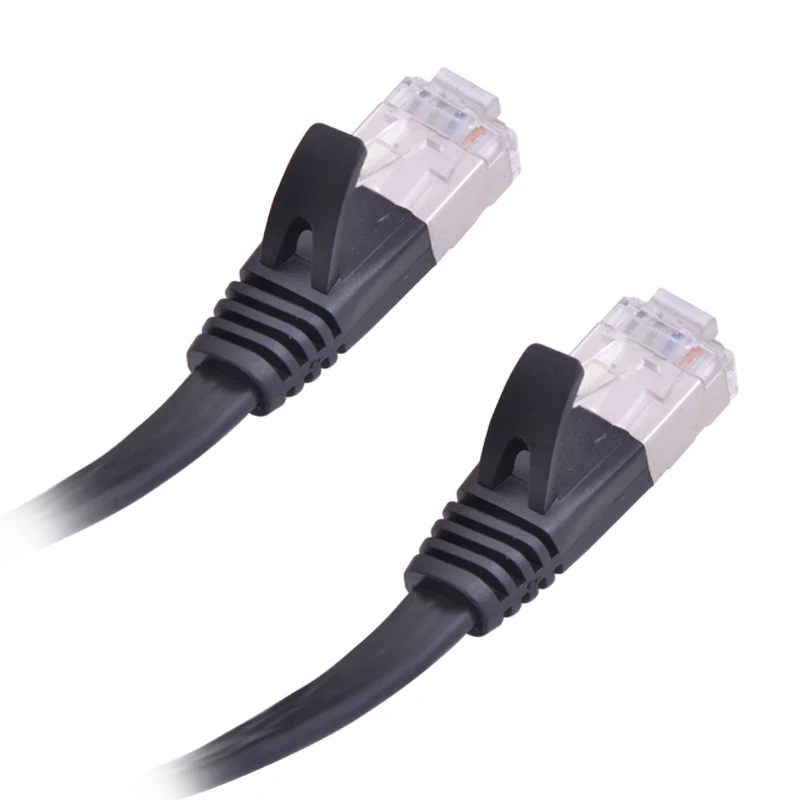 Черный экранированный Ethernet кабель 5 м CAT7 RJ 45 ультратонкий плоский сетевой