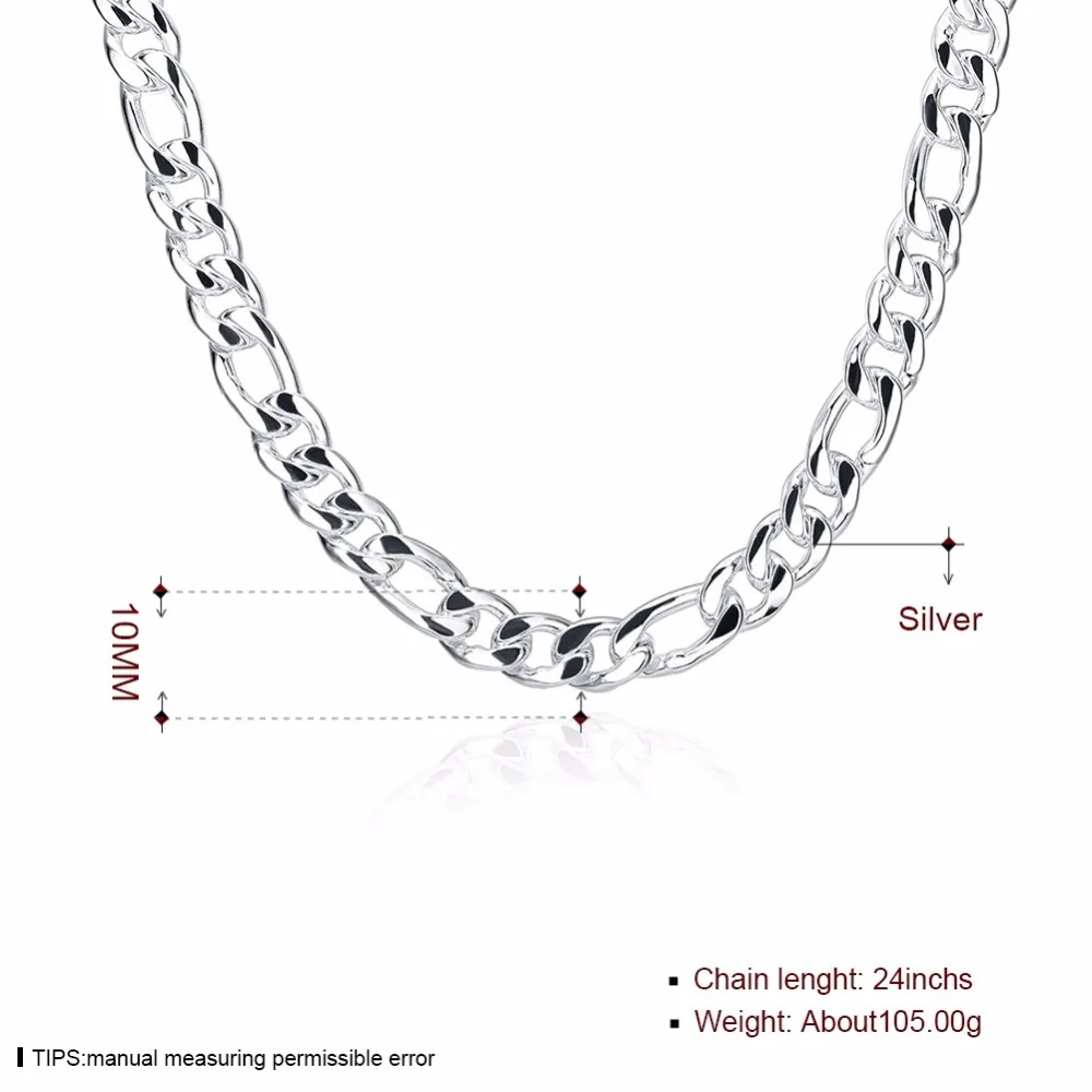 Hot 925 sterling silver jewelry personality male models 10mm three a 24-inch necklace exaggerated geometry | Украшения и
