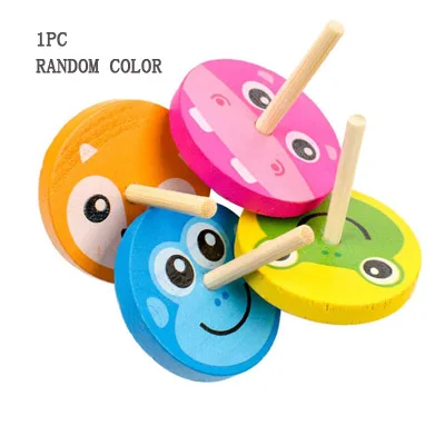 Cartoon 1pc 1 шт. деревянные детские игрушки с гироскопом детские настольные спиннинговые игрушки Дети День рождения взрослых облегчение стресс подарки, произвольный цвет - Цвет: Cartoon 1pc