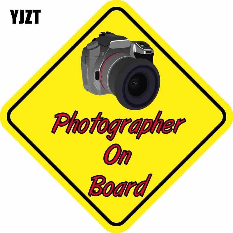 

YJZT 12.7CM*12.7CM PHOTOGRAPHER ON BOARD Warning Mark Car Styling Car Sticker Reflective Motorcycle Parts C1-7385