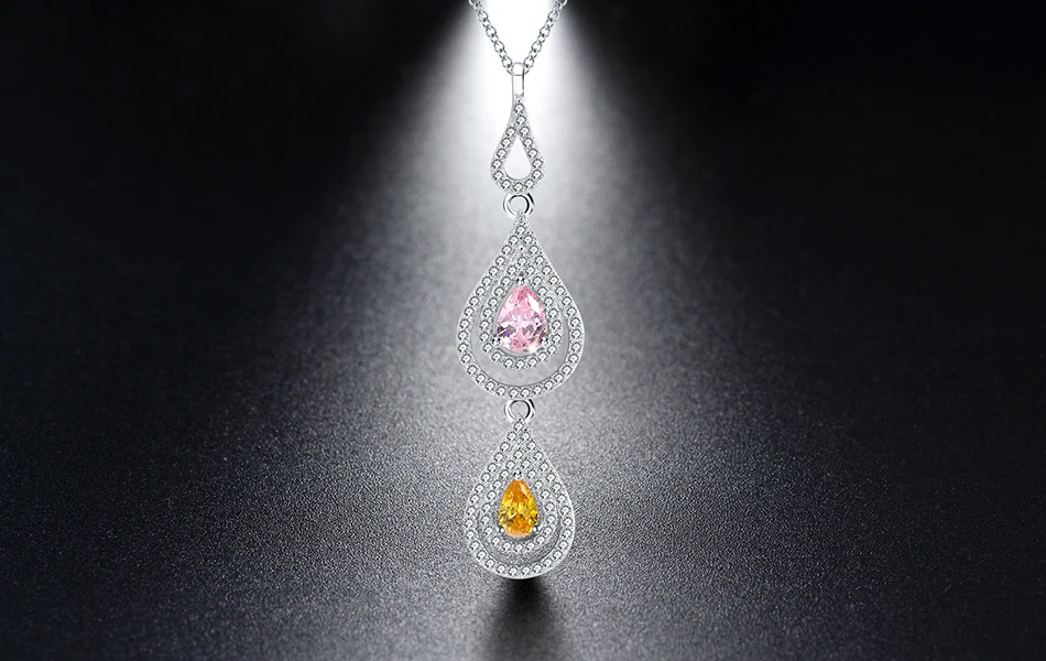 ORSA JEWELS ожерелье и серьги из натурального 925 пробы серебра, наборы для женщин, двойная форма капли воды, AAA CZ романтическое ювелирное изделие SS11