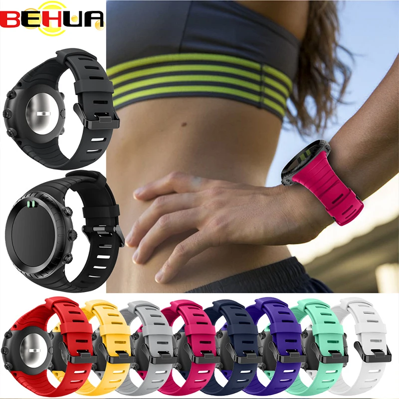 Модный спортивный ремешок для часов силиконовый + застежки пряжки SUUNTO CORE сменные