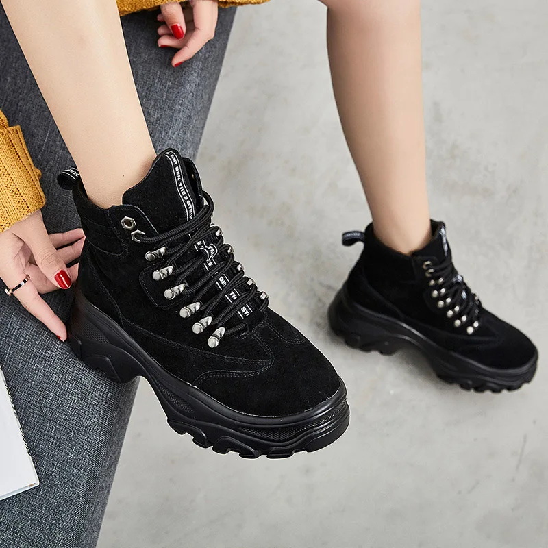 Botas mujer обувь на плоской подошве Женская платформе Обувь ботинки мартинсы