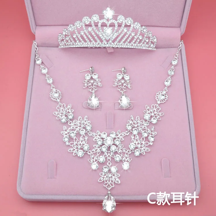 Женский праздничный комплект Moda de Cristal Do Casamento Conjuntos De Joias Noiva Tiara Coroa Brinco Colar muchares для