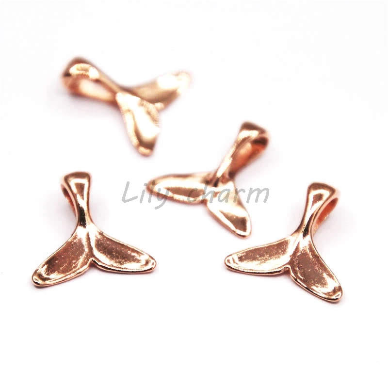 

20pcs/lot Whale Tail Charms Antique Tibetan rose gold tone Whale Tail Charms pendants 16x16mm