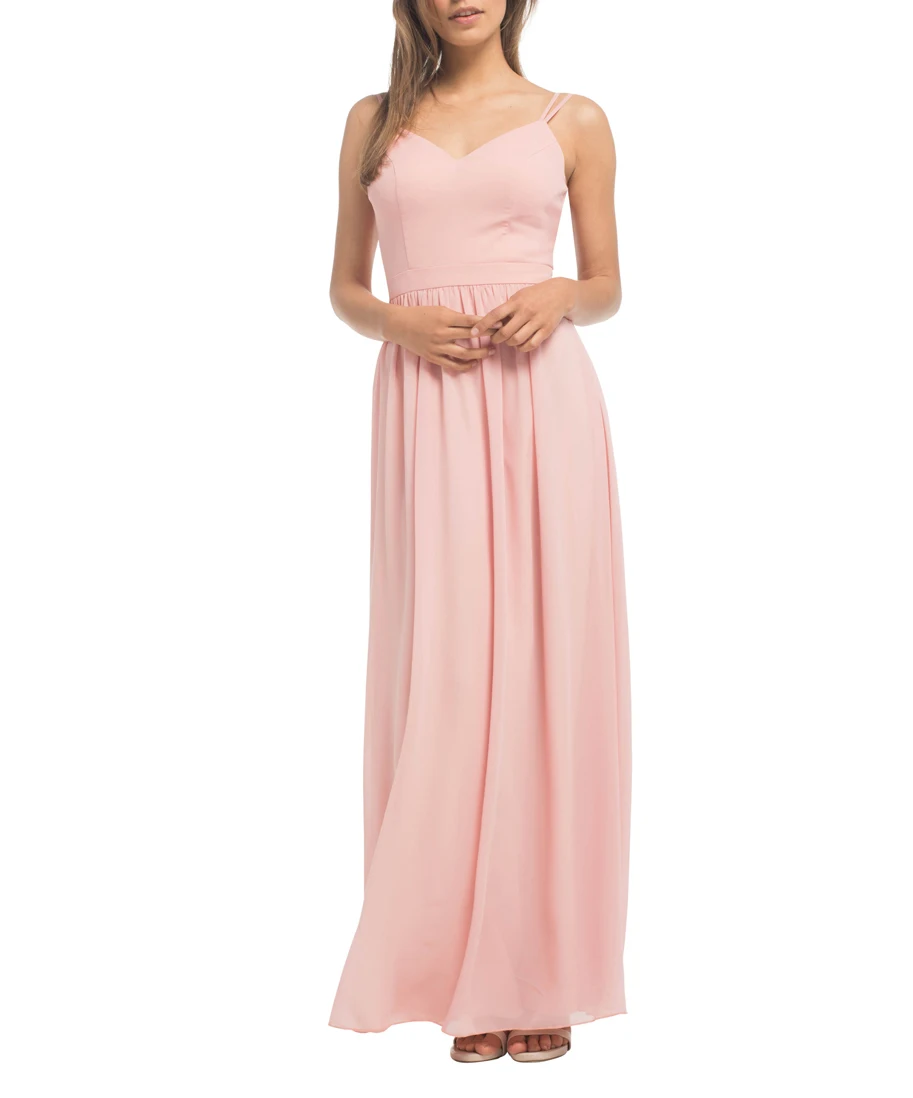 Импортные Спинки Пляж Пром Платья 2017 Рукавов Шифон Розовый Длинное Вечернее Dress