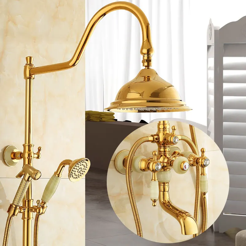Смеситель для душа Роскошный Золотой смеситель ванной комнаты настенный душевой