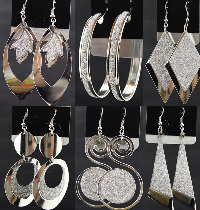 Mix Style Fashion Jewelry Silver Frosted Long Dangle Drop Earrings for Women Wedding Engagement Party Show Gift A800mix | Украшения и