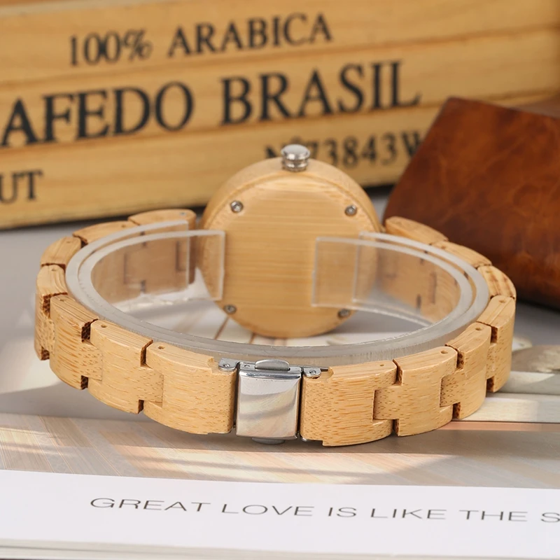 

Minimalist Bamboo Wood Watch with Full Wooden Band Quartz Watches Women Clocks and Watches Analog Wristwatches Simple Wood Watch