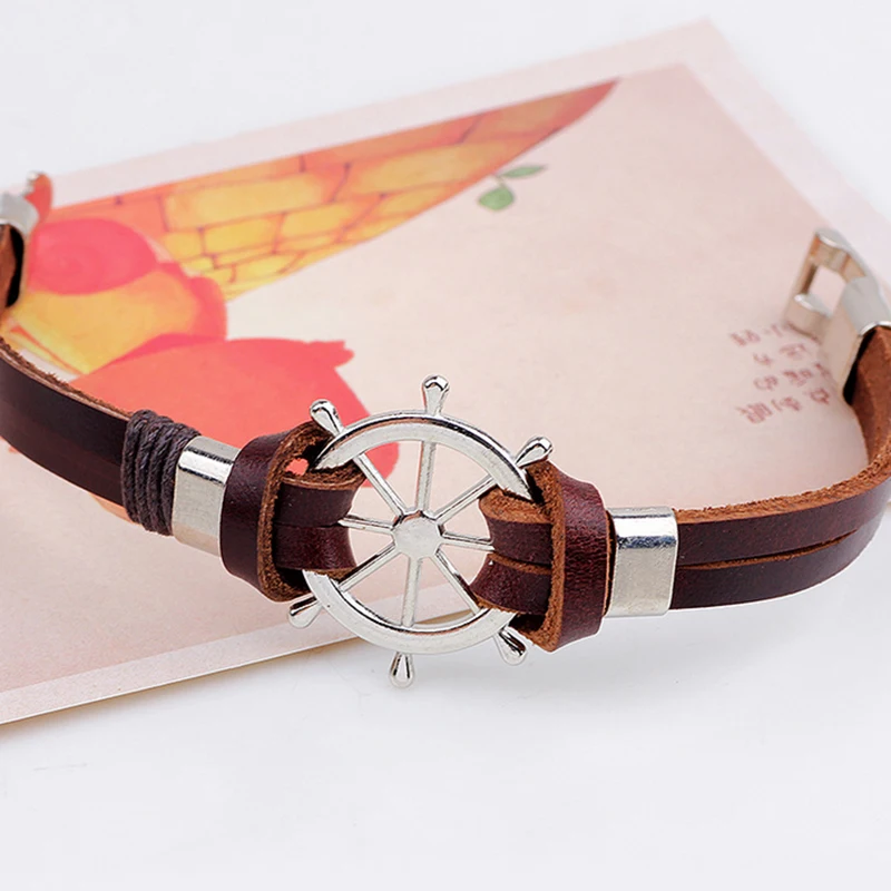 Модные мужские украшения pulsera браслет из натуральной коровьей кожи нержавеющей