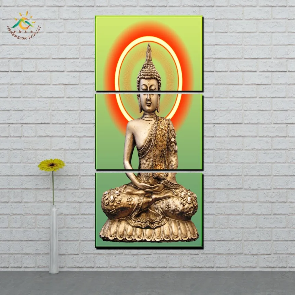 Золотые блестящие Будда Wall Art HD Художественная печать на холсте Картина