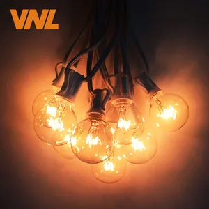 Свадебная гирлянда VNL, 11 м, 25X G40, декоративная садовая гирлянда с прозрачными шариковыми лампочками для наружного подвешивания, зонтика, патио