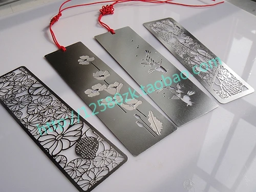 Personalized empty thread flowers quality stainless steel metal bookmark