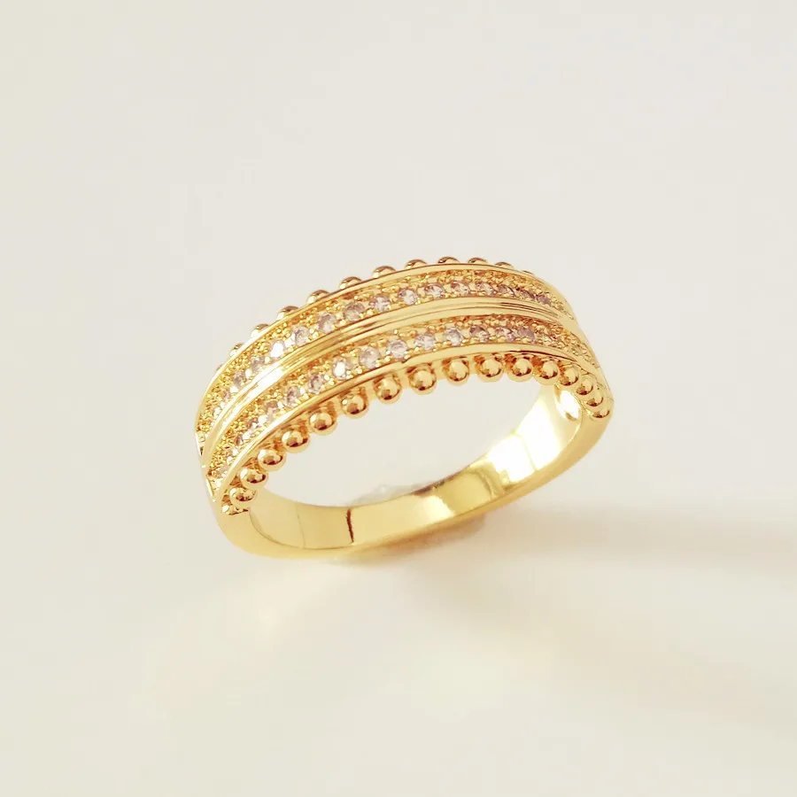 

Clear Cubic Stone Luxury Design Rings Design for Lady New Trendy Wedding Yellow Gold Color Women Jewelry