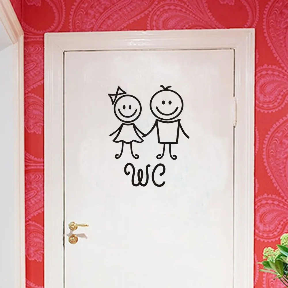 1 шт. стены двери Стикеры для девочек и мальчиков Туалет Ванная комната дома