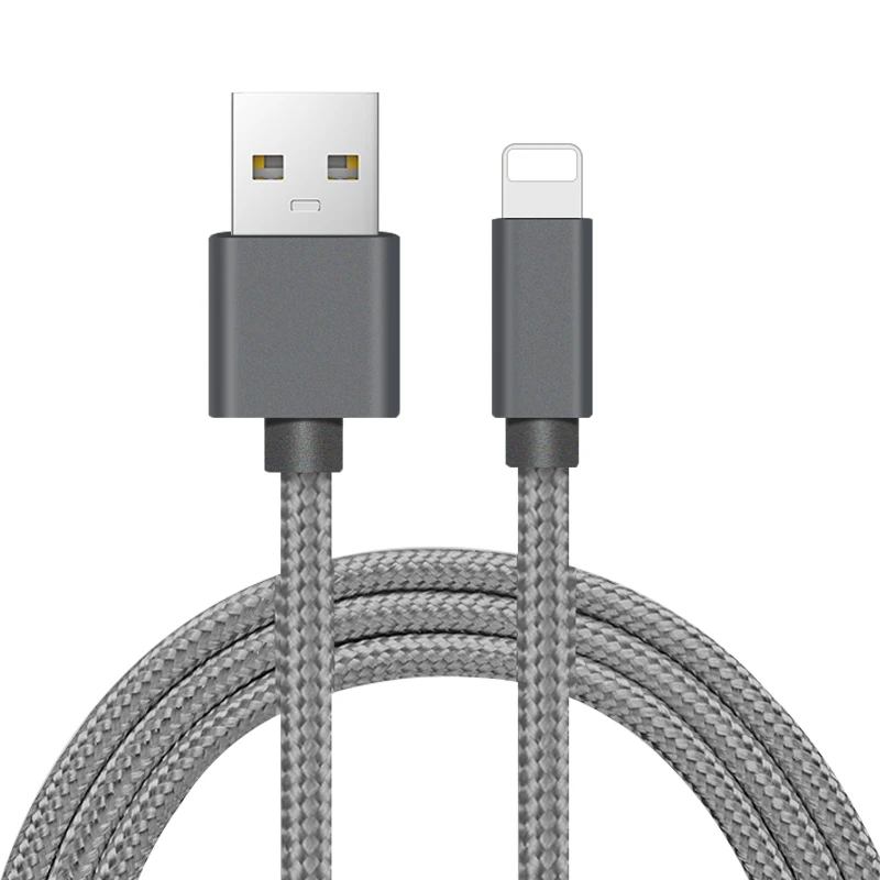 Gray Ikismo 2A Быстрая зарядка USB нейлоновый кабель для iPhone XR XS MAX X 8 7 6 Plus 5S ipad mini быстрое зарядное Освещение кабели для передачи данных - Цвет: Gray