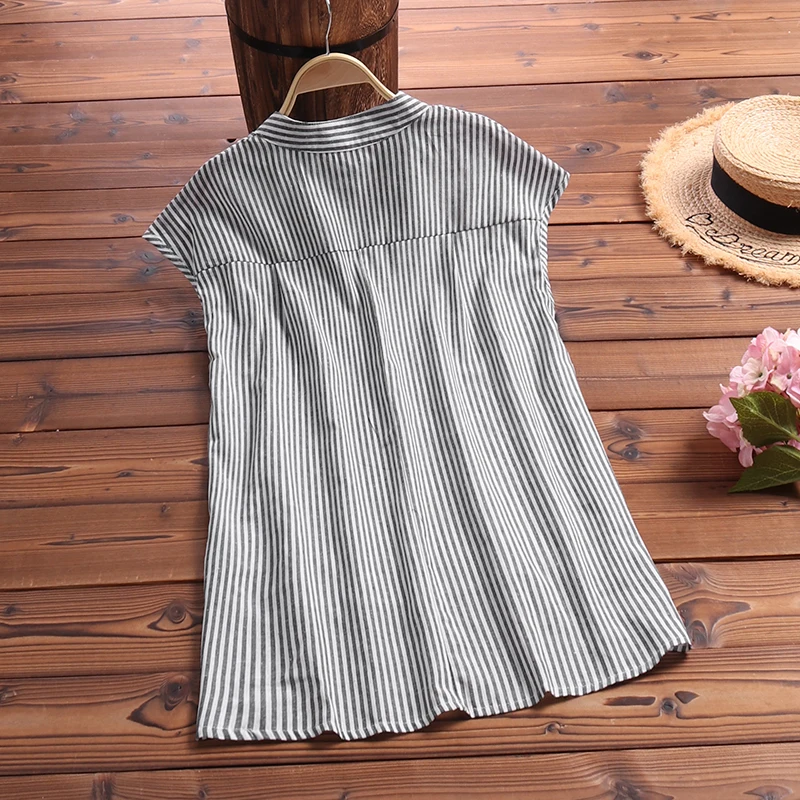 ZANZEA, женская летняя блузка, для работы, OL Blusas, однотонная, хлопок, лен, рубашка, Повседневная, короткий рукав, топы, Camisas Mujer размера плюс, блузка