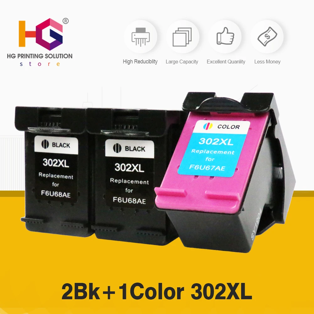 QSYRAINBOW заправленный 302XL Восстановленный картридж Замена для принтера HP 302 ENVY 4520 4521